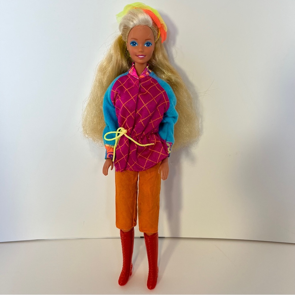 Vintage 90s Barbie Doll Redressed 1994 Winter Sport Jacket Red Boots Lace Up